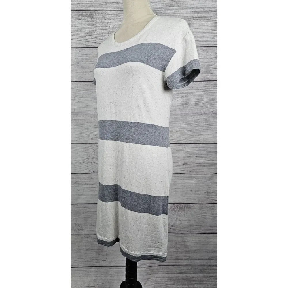 Lou & Grey Soft Striped Tee Shirt Dress Grey and Off White Size Small - Picture 6 of 8